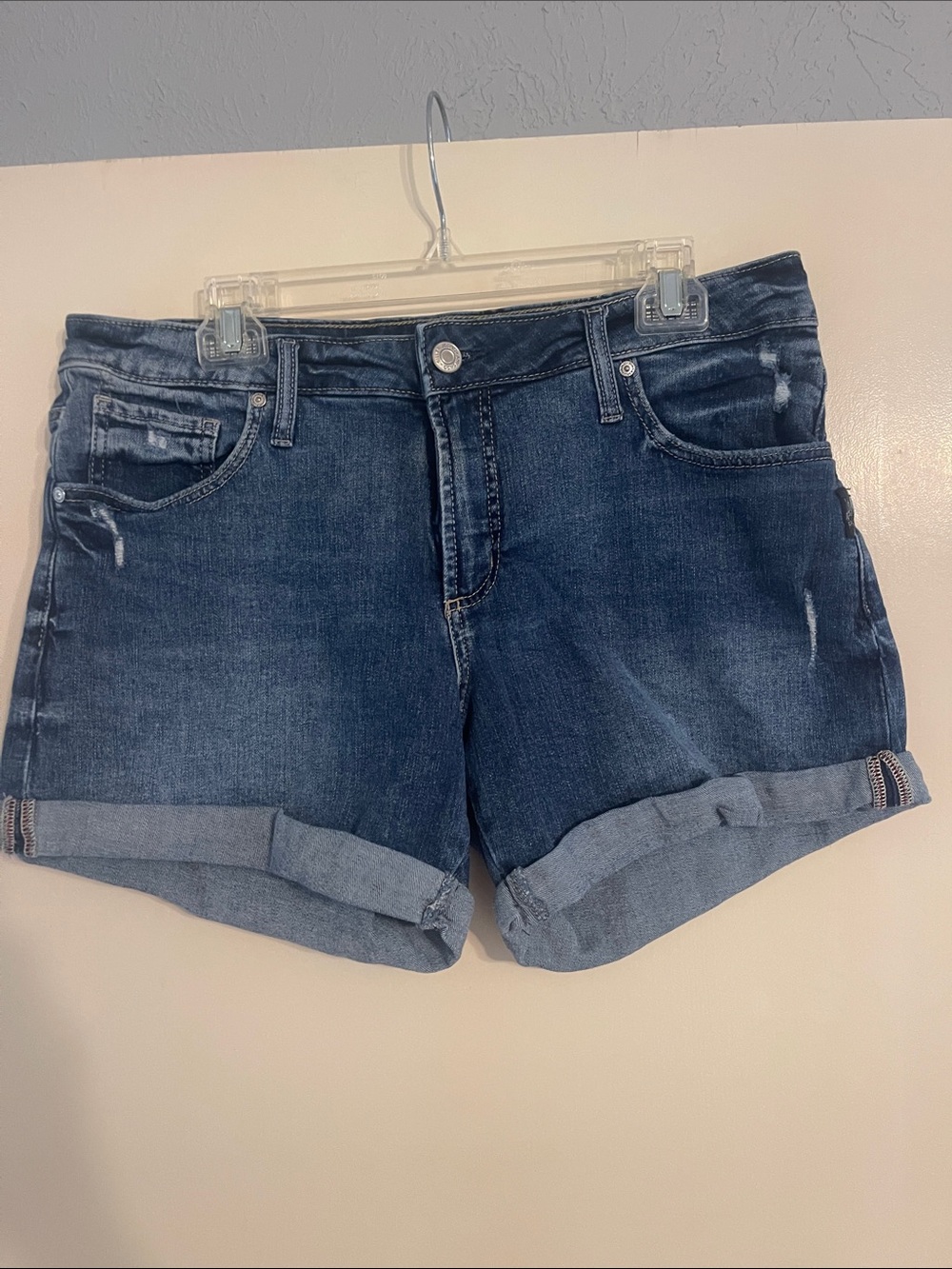 Silver Jeans Dark Blue Rolled Cuff Denim Shorts - size 14